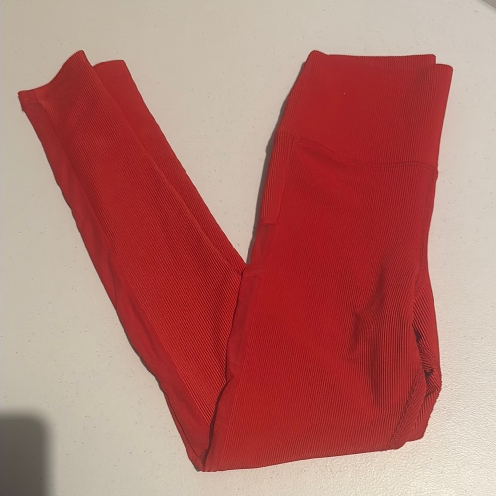 Beach Riot Sport Red Ribbed Leggings -01